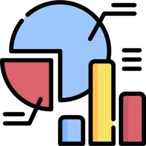 icone colorido de um grafico tipo pizza e outro de colunas