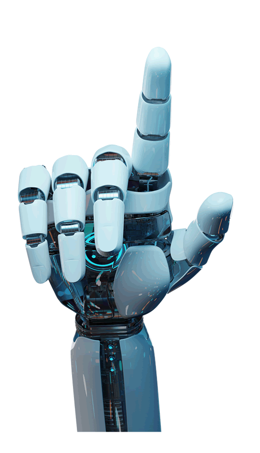 mão robótica apontando para cima